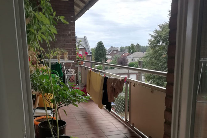 Der begrünte Balkon der Wohnung in Grefrath.